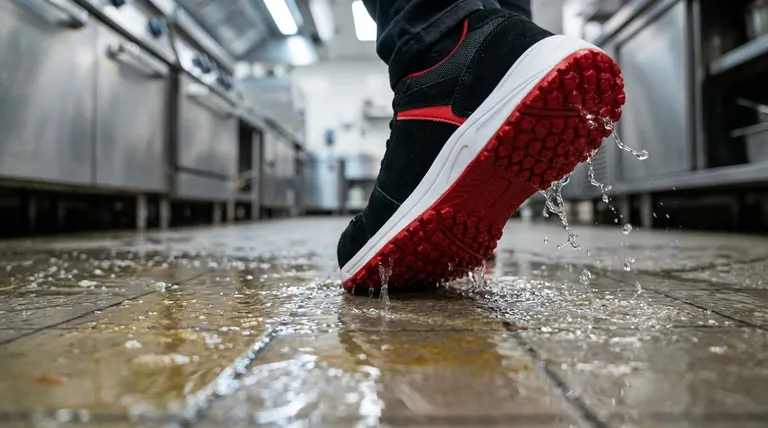 Quelle est une caractéristique importante des semelles de chaussures pour la résistance au glissement ? Le système double pour une adhérence ultime