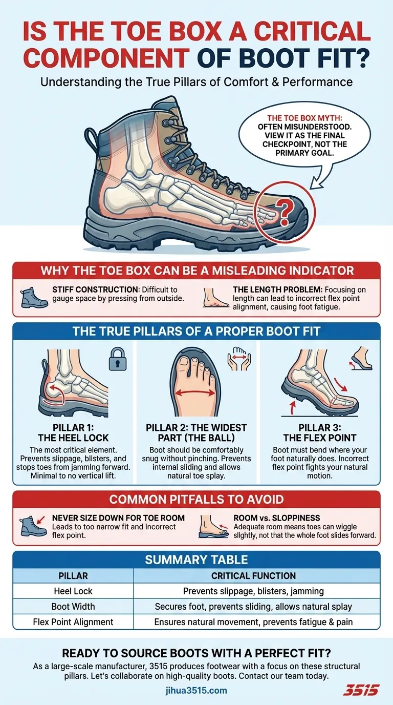 つま先部分（トゥボックス）はブーツのフィット感において重要な要素ですか？ 完璧なフィット感のための3つの柱に焦点を当てて説明します。 ビジュアルガイド