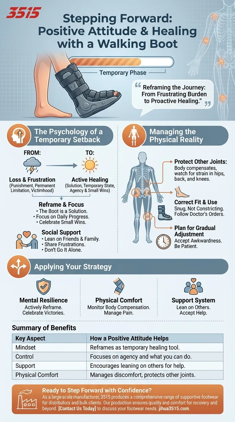 Comment le maintien d'une attitude positive peut-il aider lorsque l'on porte une botte de marche ? Transformez la convalescence en un parcours positif Guide Visuel
