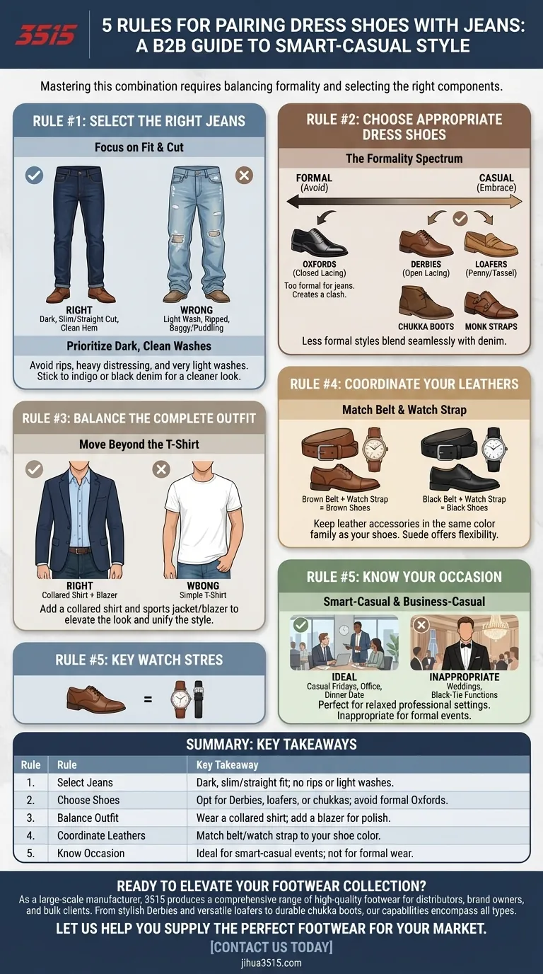 Was sind die 5 wichtigsten Regeln für das Tragen von Anzugschuhen zu Jeans? Meistern Sie den Smart-Casual-Stil Visuelle Anleitung