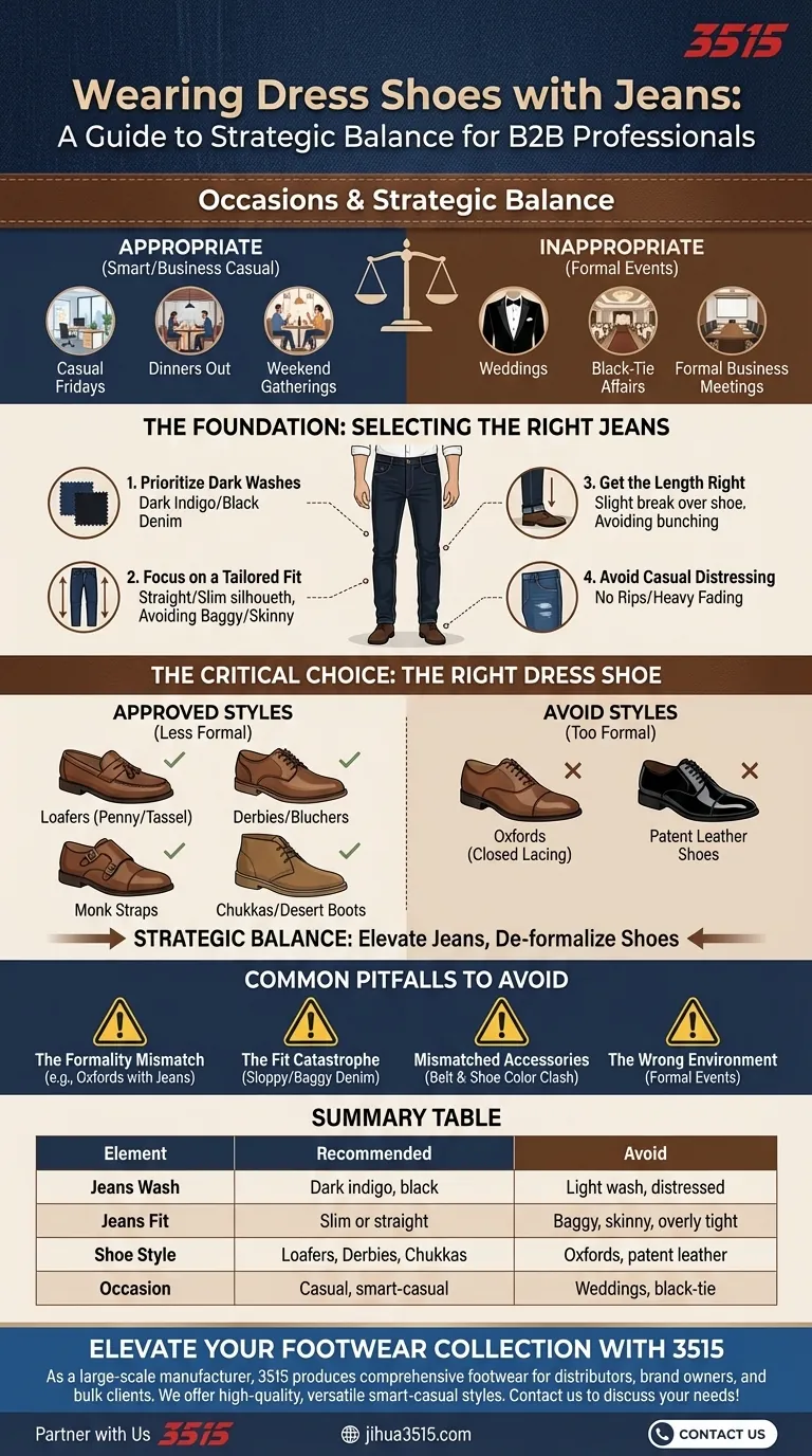 Для каких случаев уместно носить классические туфли с джинсами? Руководство по стилю смарт-кэжуал Визуальное руководство