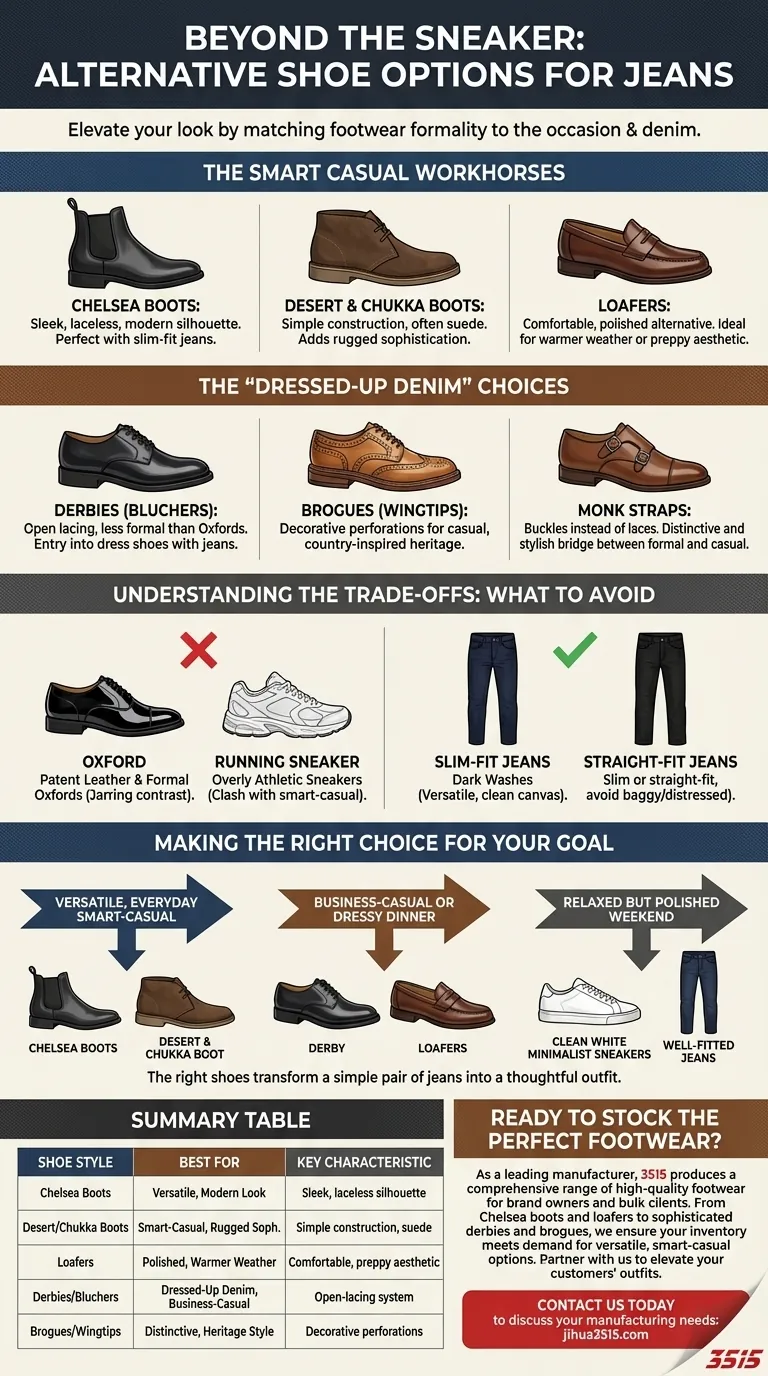 ¿Cuáles son algunas opciones de calzado alternativas que funcionan bien con jeans? Eleva tu estilo más allá de las zapatillas deportivas. Guía Visual