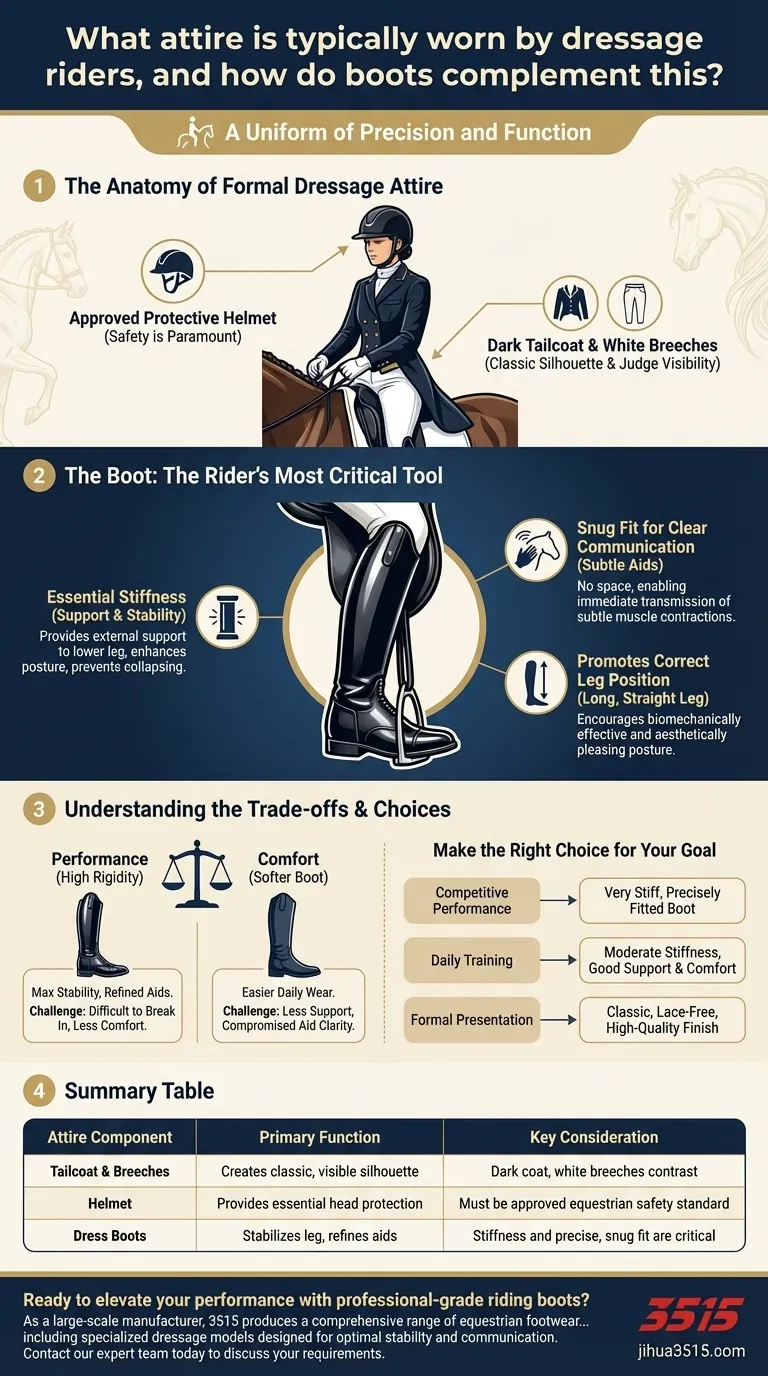 Quelle tenue est généralement portée par les cavaliers de dressage, et comment les bottes complètent-elles cet ensemble ? Le guide essentiel de la tenue de performance Guide Visuel
