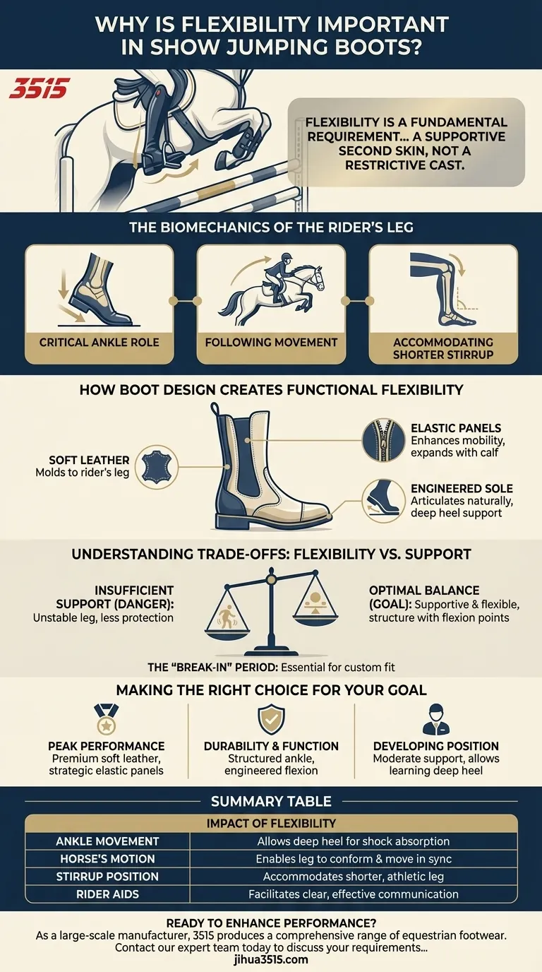 Pourquoi la souplesse est-elle importante dans les bottes d'équitation de saut d'obstacles ? Atteignez des performances fluides et une connexion avec le cheval Guide Visuel