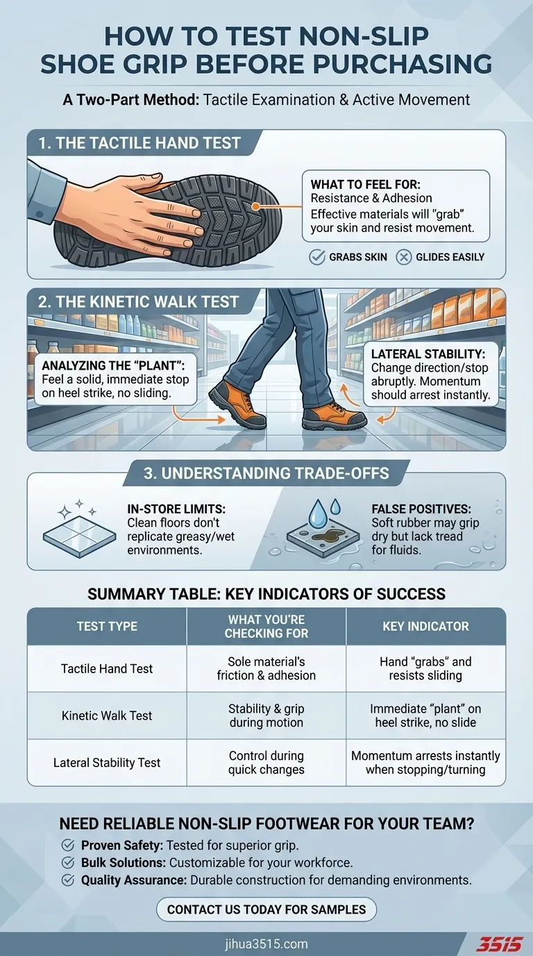 Comment tester l'adhérence des chaussures antidérapantes avant l'achat ? Assurez votre sécurité avec une vérification simple avant l'achat Guide Visuel