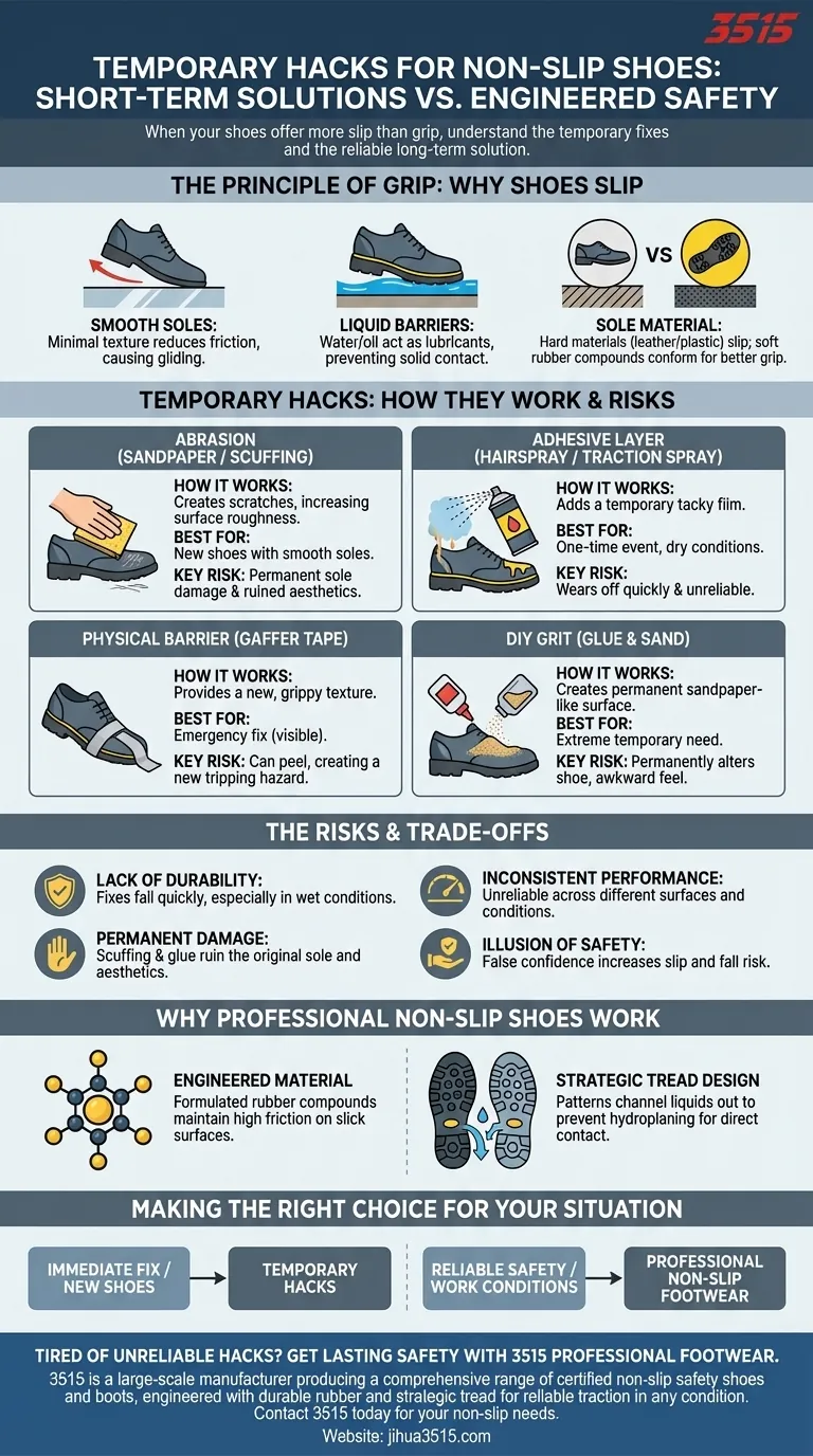 靴の滑り止めに一時的な応急処置はありますか？グリップ力を即座に高める簡単な方法 ビジュアルガイド