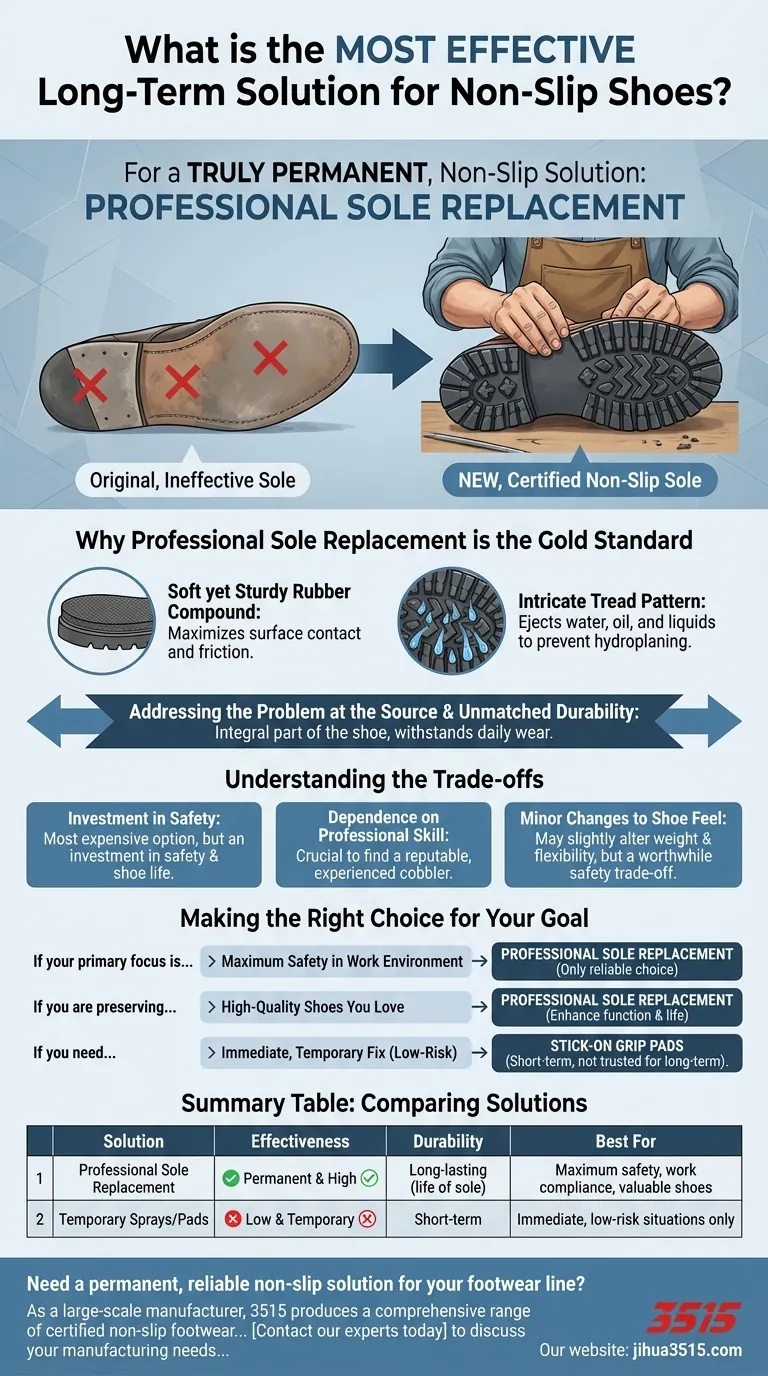 Quelle est la solution à long terme la plus efficace pour rendre les chaussures antidérapantes ? Obtenez une sécurité permanente grâce à un ressemelage professionnel Guide Visuel