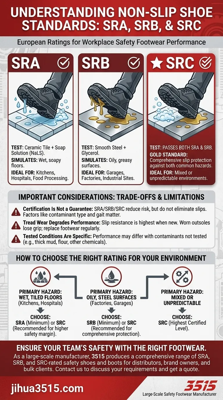 Quelles sont les normes SRA, SRB et SRC pour les chaussures antidérapantes ? Un guide de la sécurité au travail Guide Visuel