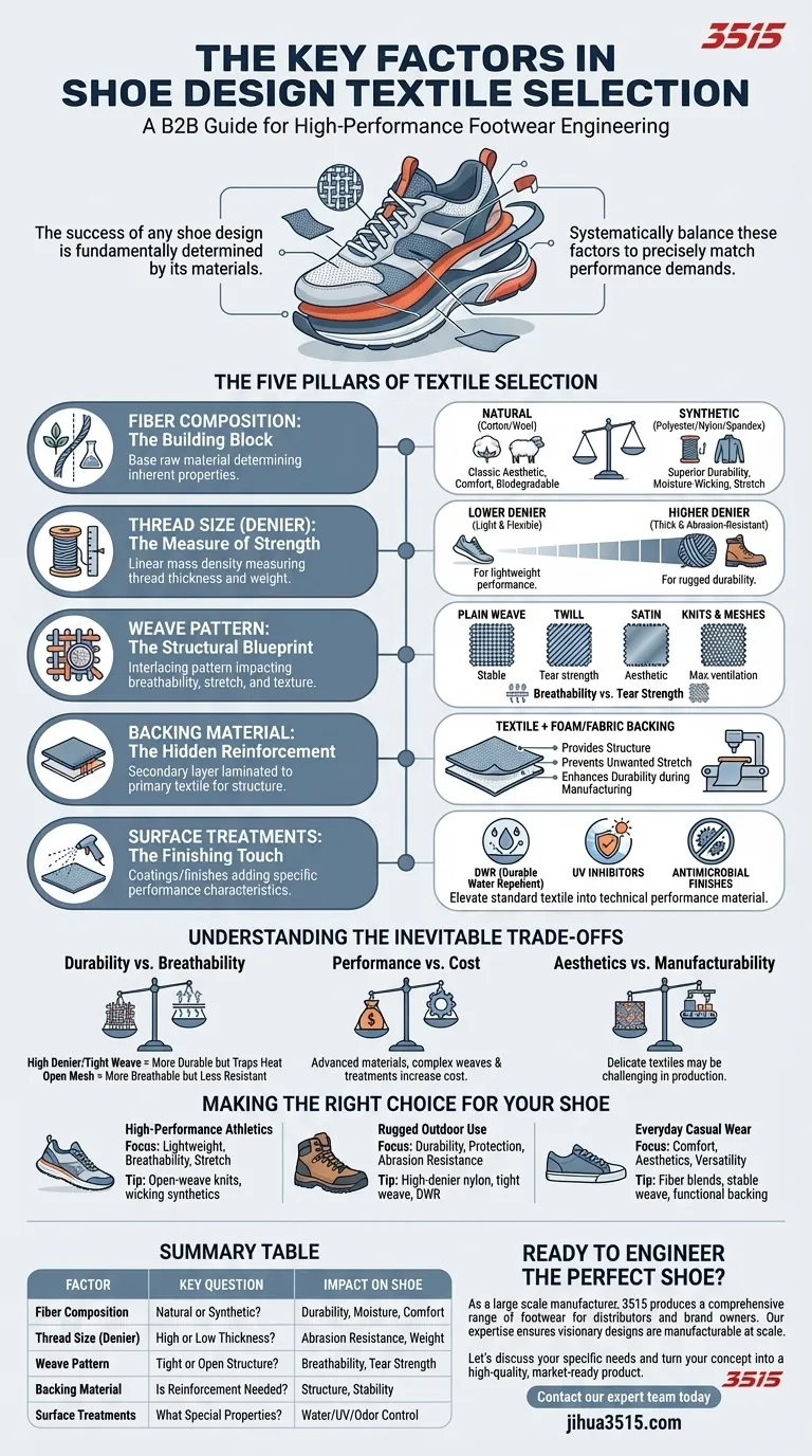 Каковы ключевые факторы, которые следует учитывать при выборе текстиля для дизайна обуви? Освойте выбор материалов Визуальное руководство