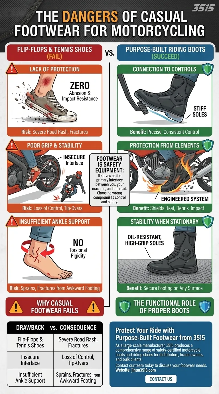 Quels sont les inconvénients de porter des tongs ou des chaussures de sport en moto ? Évitez les blessures graves aux pieds et aux chevilles Guide Visuel