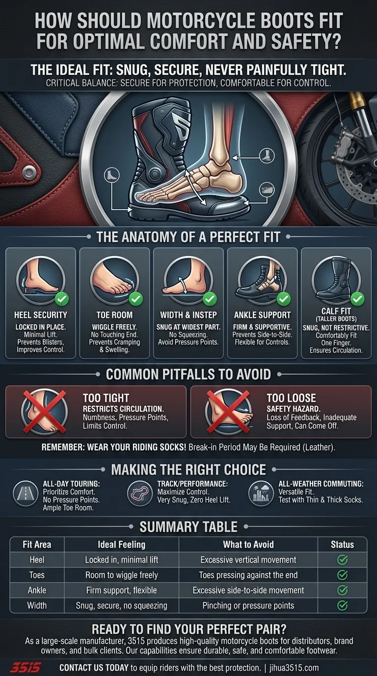 Comment les bottes de moto doivent-elles s'ajuster pour un confort et une sécurité optimaux ? Obtenez un ajustement parfait, ajusté et sécurisé Guide Visuel