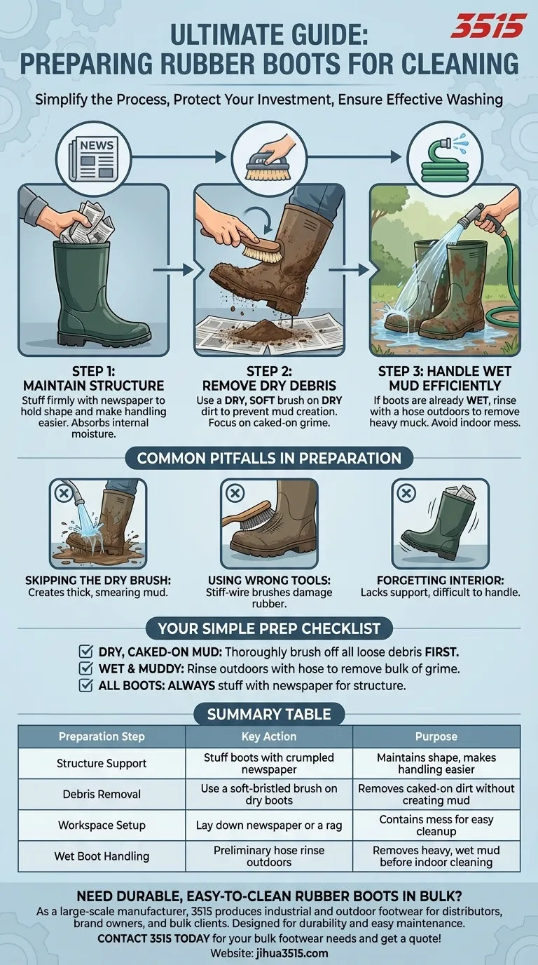 ¿Cómo se deben preparar las botas de goma para limpiarlas? El primer paso esencial para unas botas duraderas Guía Visual