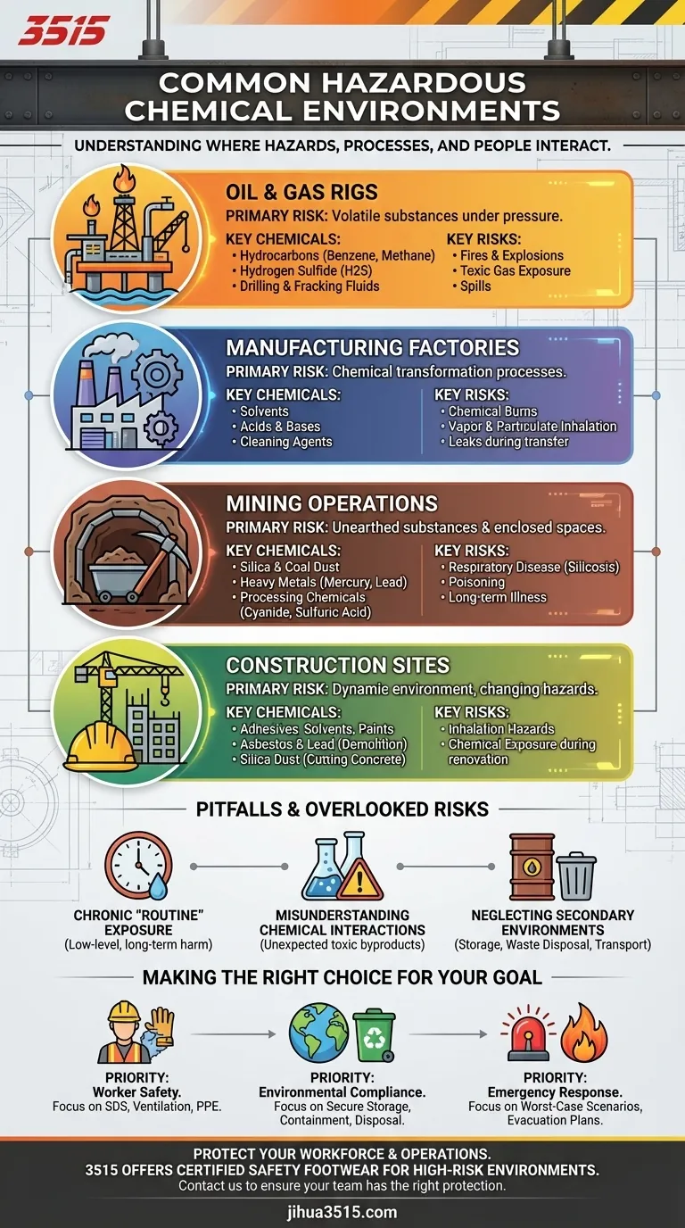 Quels sont les environnements courants où des produits chimiques dangereux sont présents ? Identifier les zones à risque clés et les dangers Guide Visuel