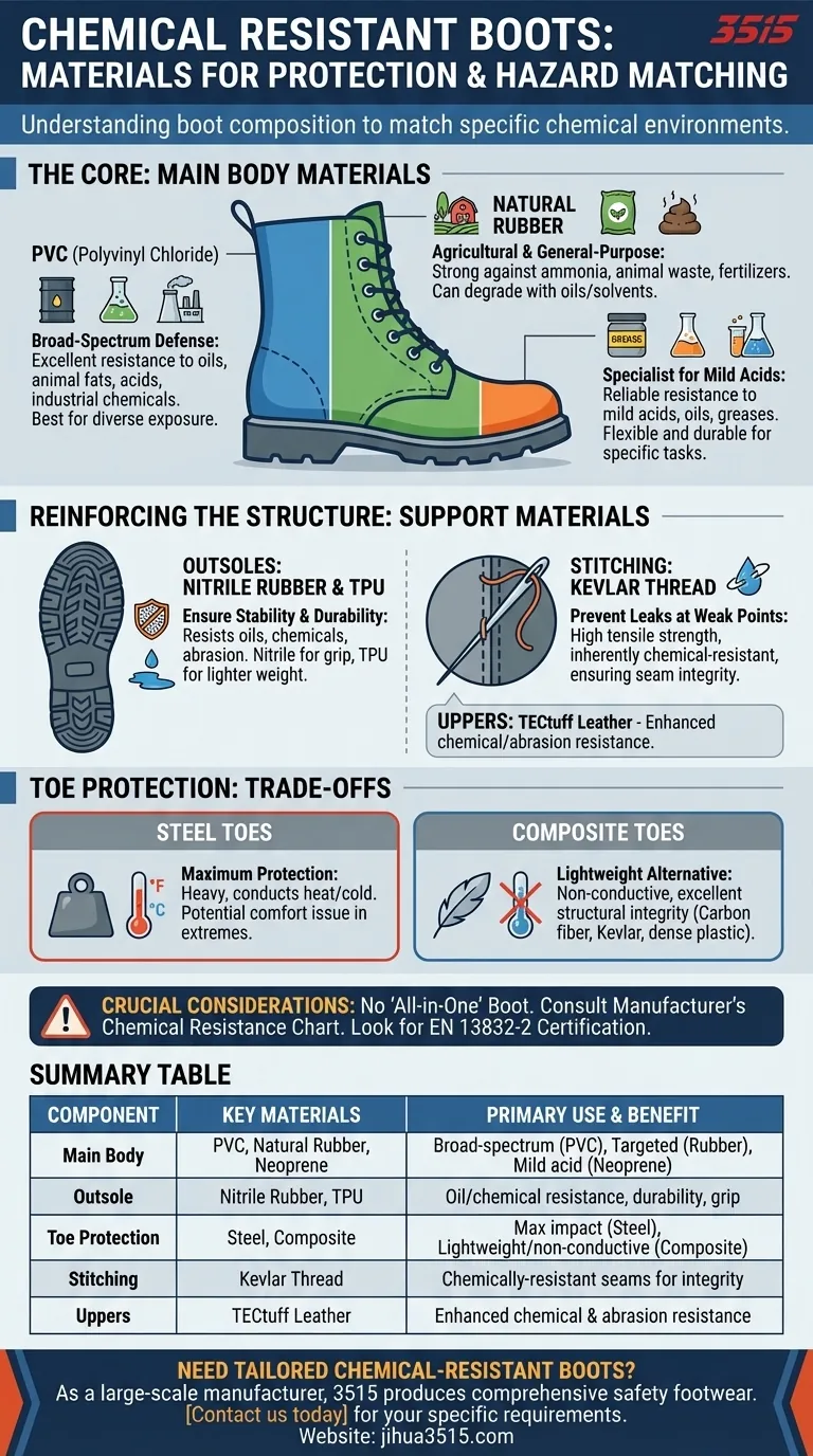 Quels matériaux sont utilisés dans les bottes résistantes aux produits chimiques pour une protection supplémentaire ? Choisissez la bonne protection pour votre lieu de travail Guide Visuel