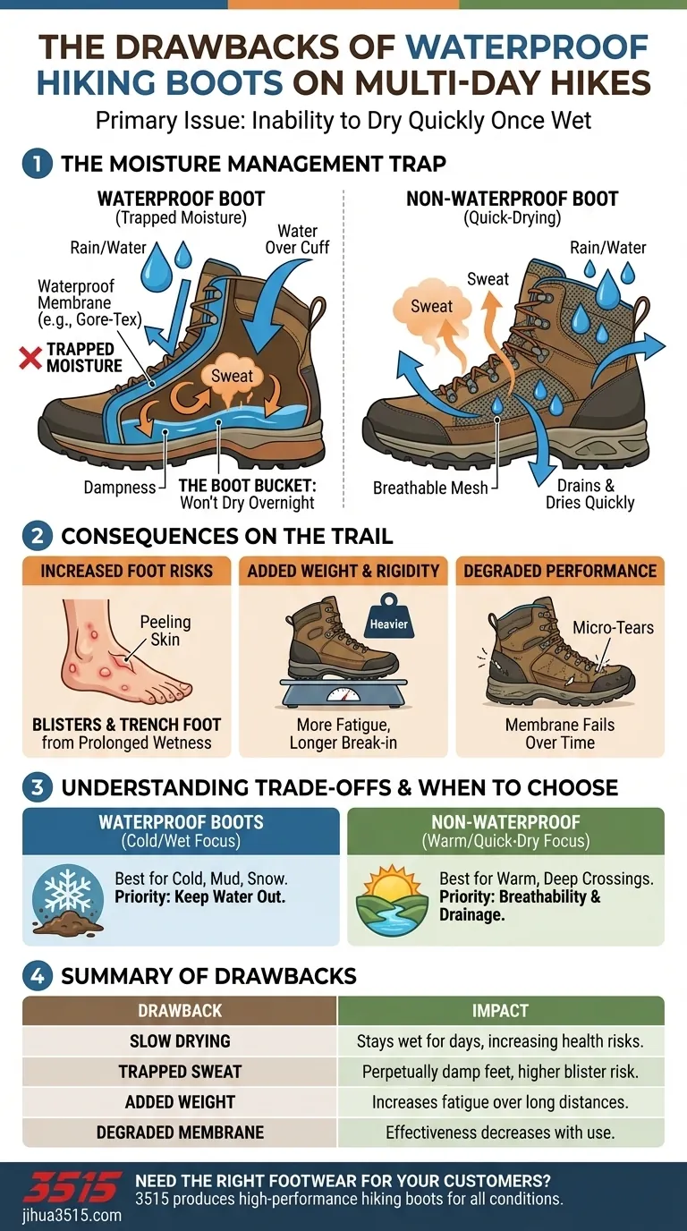 Quels sont les inconvénients des chaussures de randonnée imperméables lors de randonnées de plusieurs jours ? Le risque caché d'humidité piégée Guide Visuel