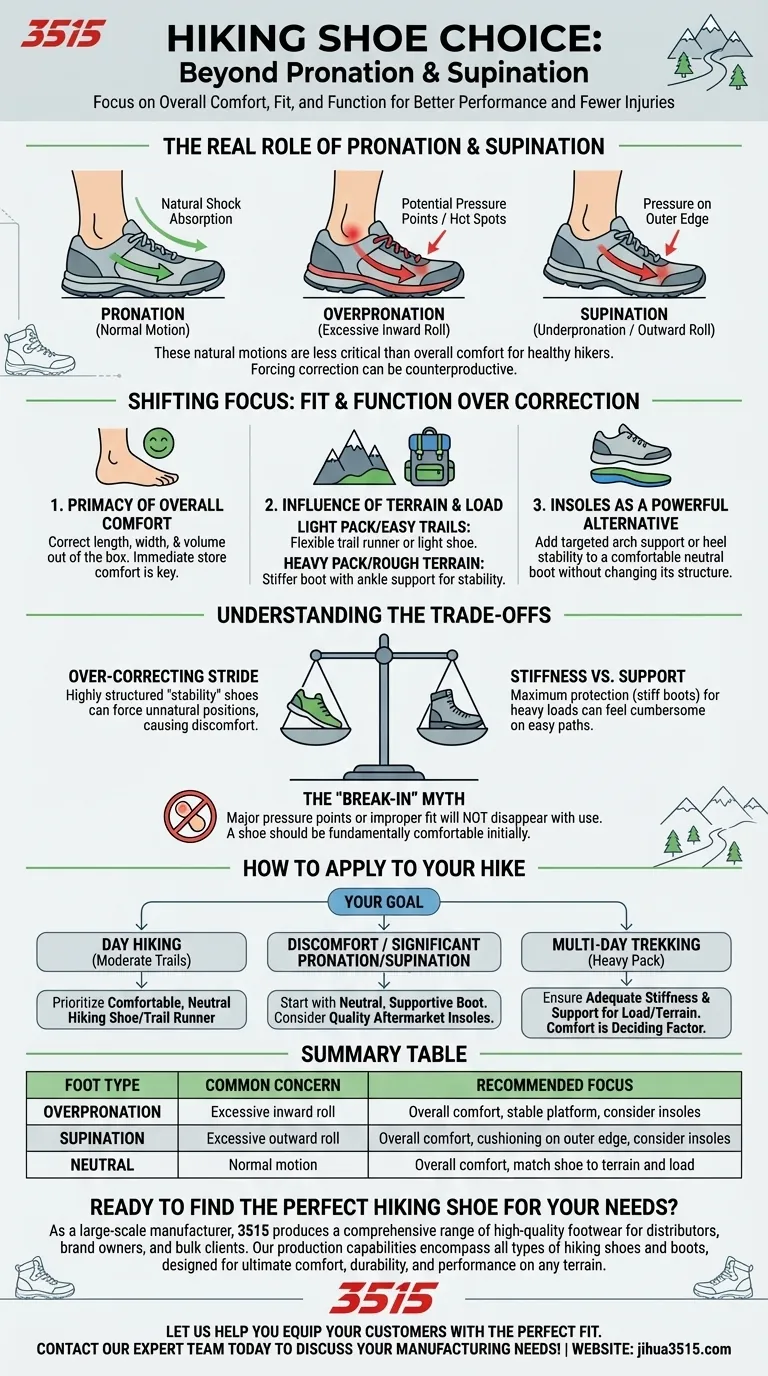 ¿Cómo afectan la pronación o supinación del pie a la elección del calzado de senderismo? Prioriza la comodidad y el ajuste Guía Visual