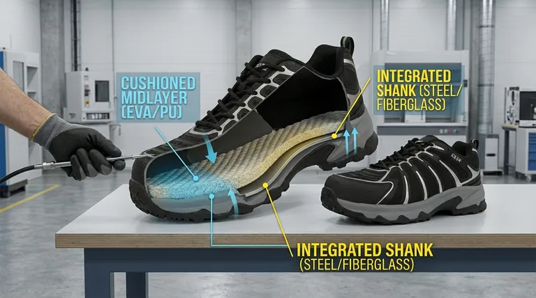 Comment la semelle intermédiaire d'une chaussure de sécurité contribue-t-elle au confort et à la stabilité ? Le cheval de bataille invisible expliqué