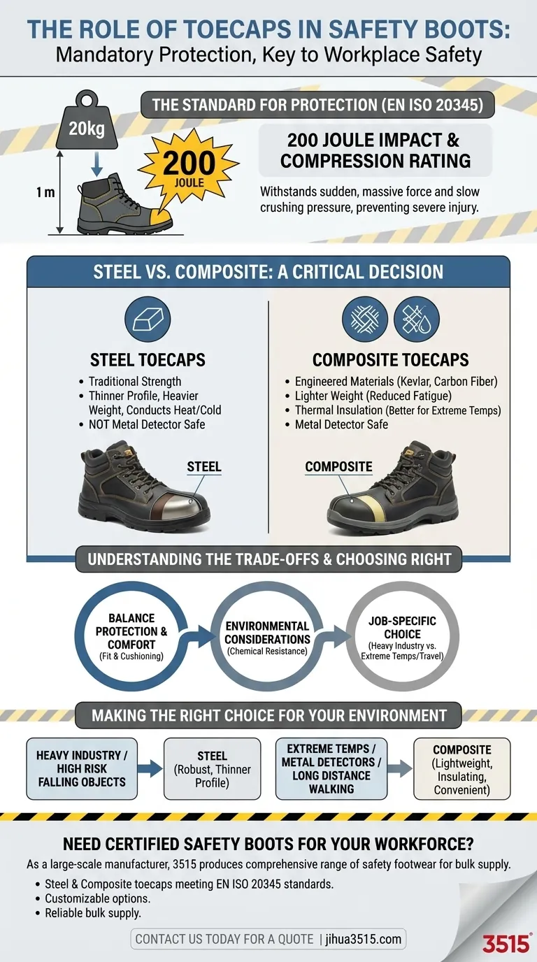 Qual è il ruolo del puntale nelle scarpe antinfortunistiche? Garantire la massima protezione del piede sul lavoro Guida Visiva