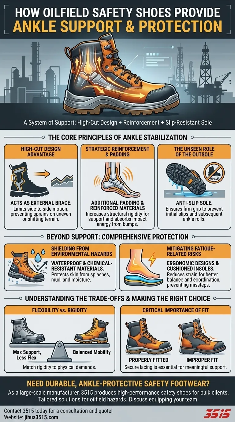 石油採掘現場用の安全靴は、どのように足首のサポートと保護を提供しますか？危険な地形に不可欠な機能 ビジュアルガイド
