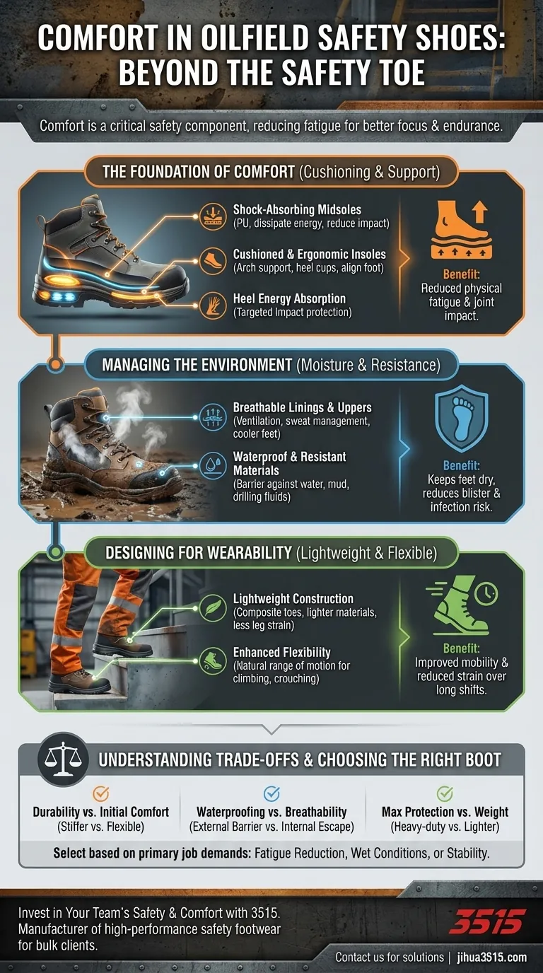 Quelles sont les caractéristiques de confort incluses dans les chaussures de sécurité pour champs pétrolifères ? Réduisez la fatigue et améliorez la sécurité sur site. Guide Visuel