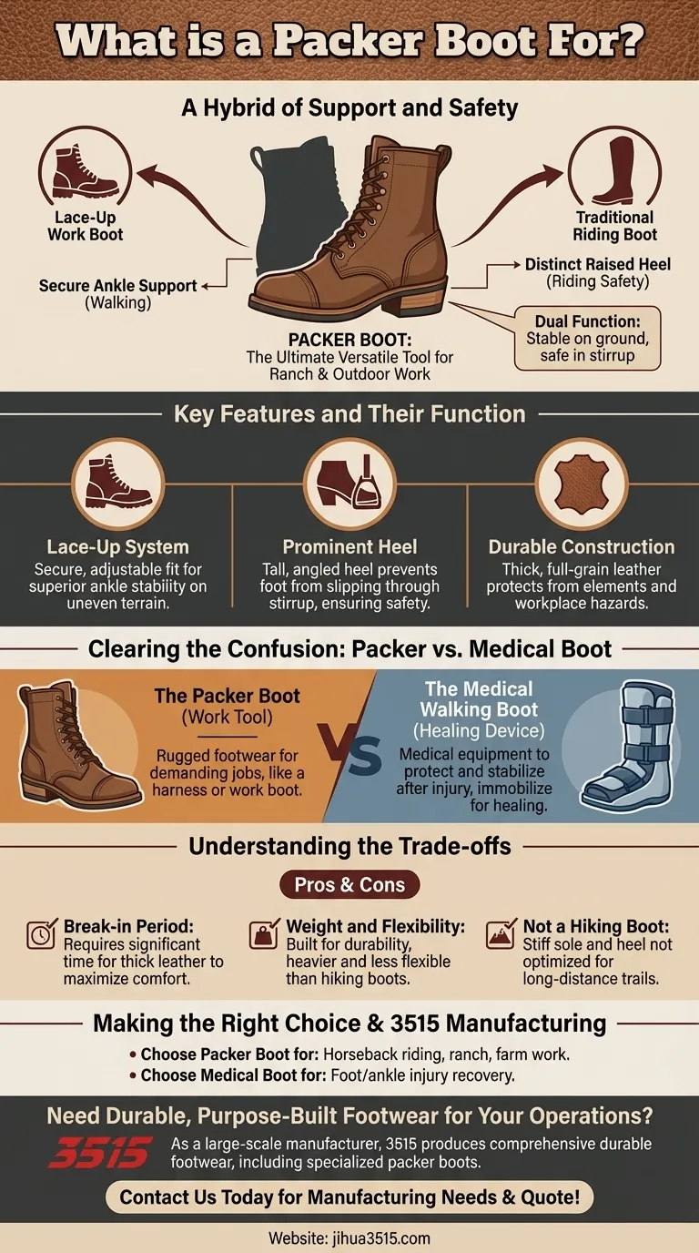 Para que serve uma bota packer? O calçado definitivo para pecuaristas e cavaleiros Guia Visual