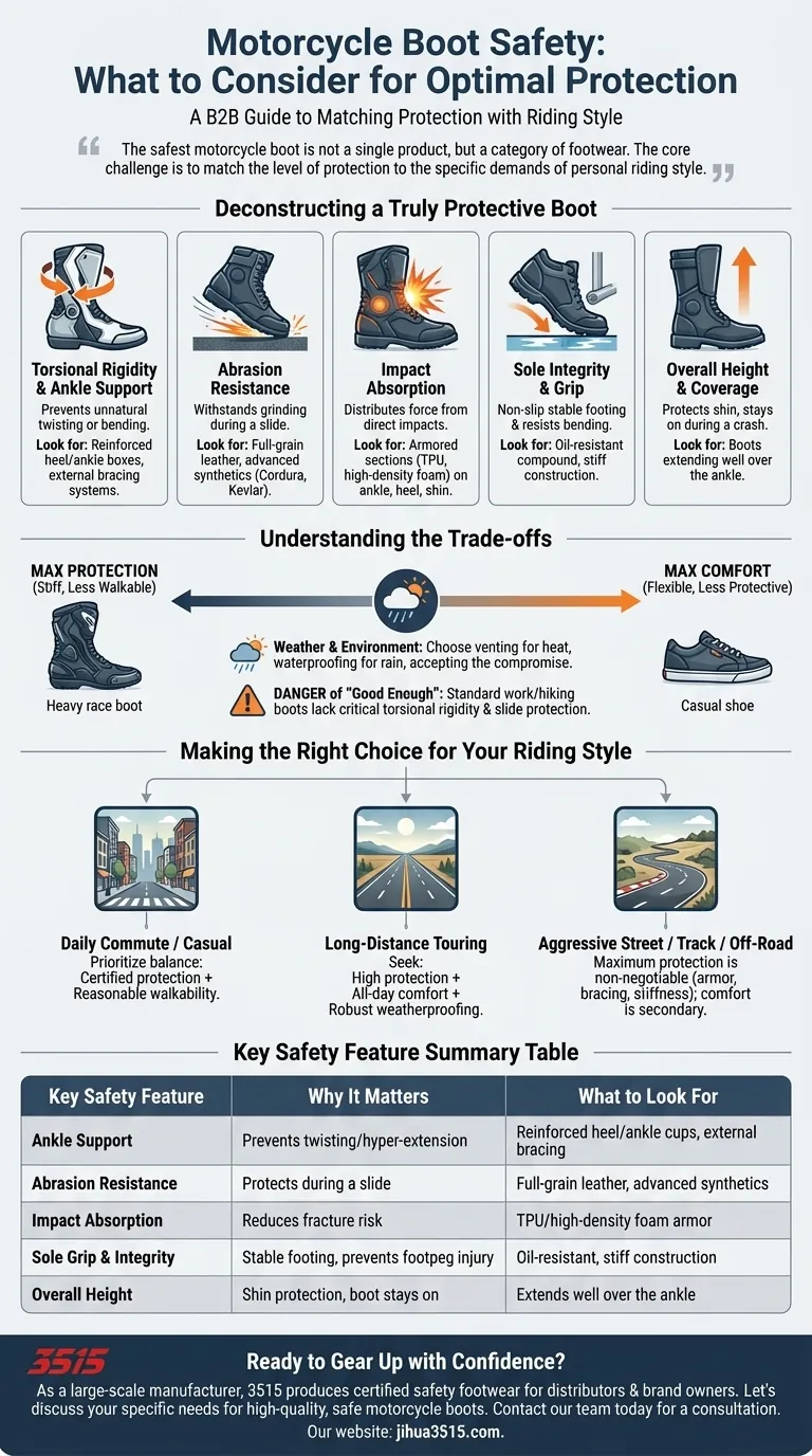 Que doivent considérer les motocyclistes lors du choix de bottes de moto pour une sécurité optimale ? Adaptez vos bottes à votre style de conduite Guide Visuel
