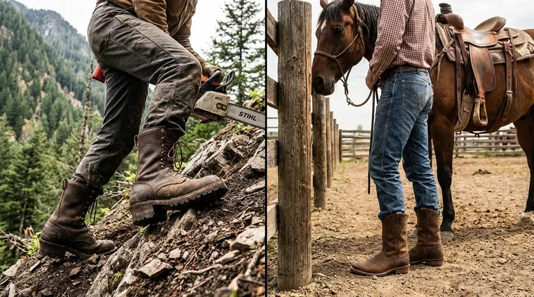 Quelle est la différence entre une botte de bûcheron et une botte de cavalier ? Choisissez la bonne chaussure de travail et de style Western