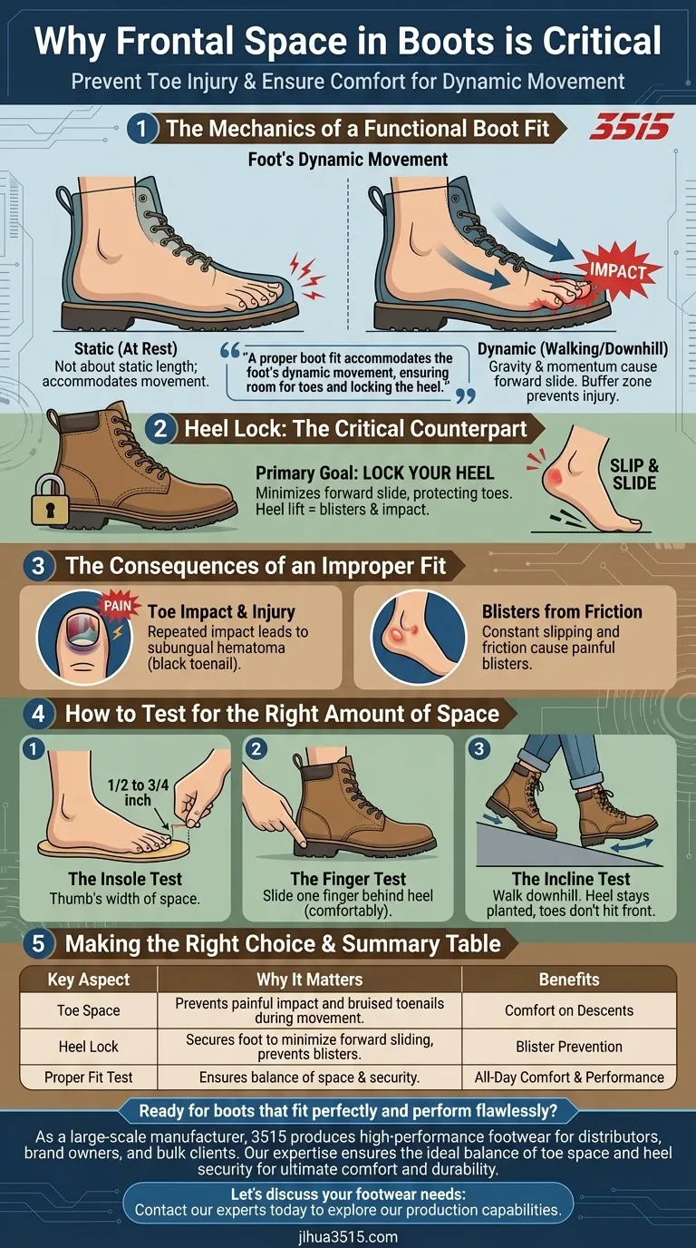 ¿Por qué es importante tener espacio en la parte delantera de la bota? Previene el dolor en los dedos y asegura un ajuste perfecto Guía Visual