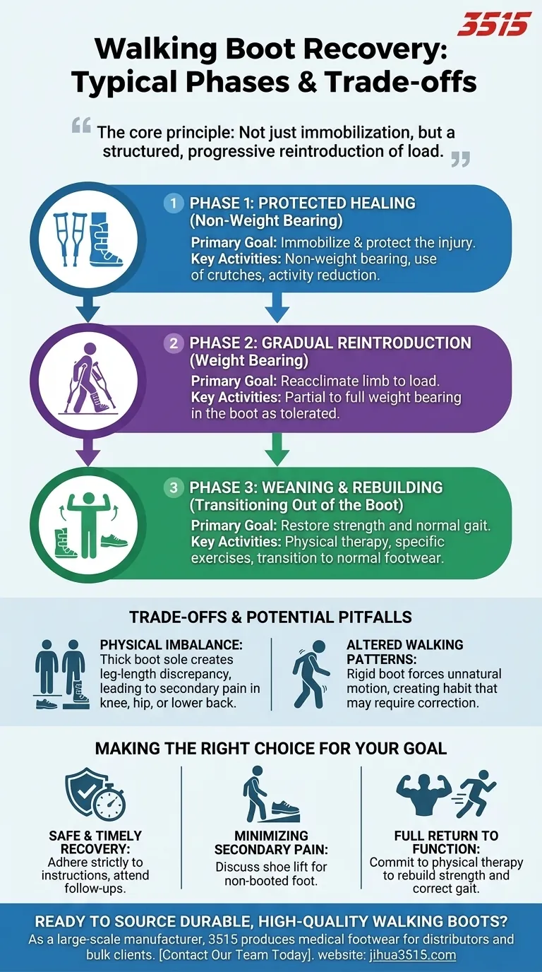 Quelles sont les phases typiques de récupération lors de l'utilisation d'une botte de marche ? Une feuille de route claire vers une mobilité complète Guide Visuel