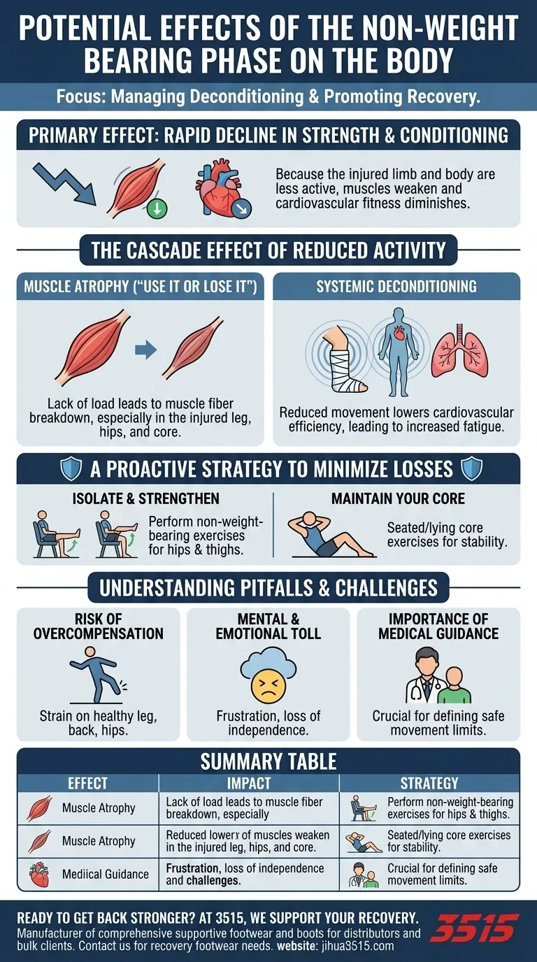 Quels sont les effets potentiels de la phase d'absence de mise en charge sur le corps ? Atténuer la perte musculaire et le déconditionnement Guide Visuel