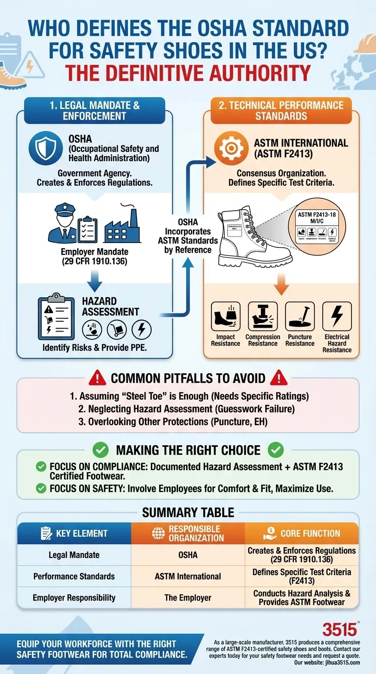 ¿Qué organización define el estándar OSHA para calzado de seguridad en EE. UU.? Una guía de cumplimiento y protección del trabajador Guía Visual