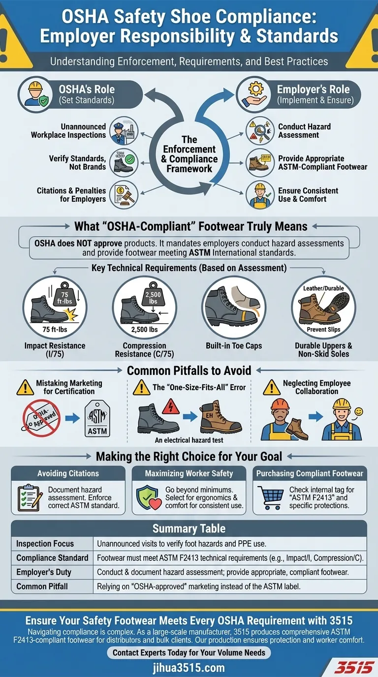 How does OSHA enforce compliance for safety shoes? A Guide to Avoiding Citations Visual Guide
