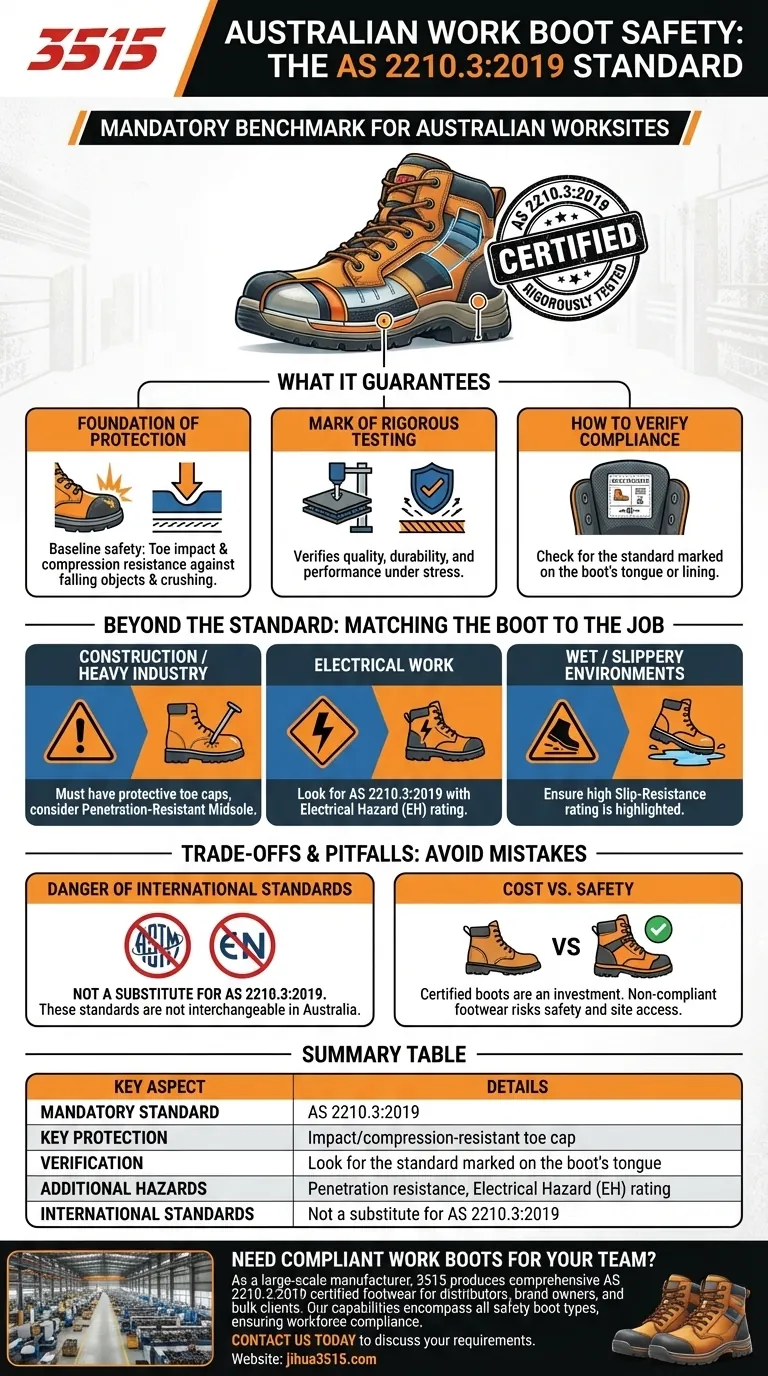 A quale standard devono conformarsi gli stivali da lavoro per la sicurezza in Australia? Assicurare la conformità ad AS 2210.3:2019 Guida Visiva