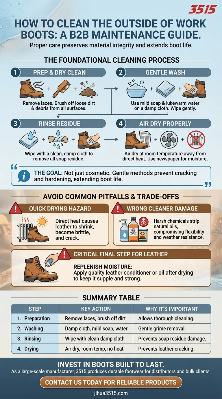 How should the outside of work boots be cleaned? A Simple Guide to Extend Their Lifespan Visual Guide