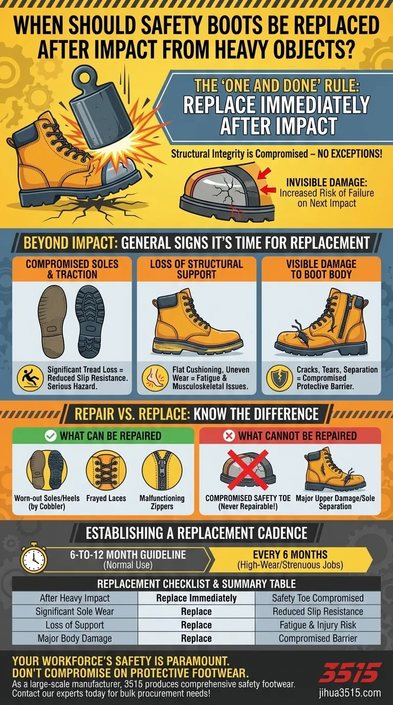 Когда следует заменять ботинки после удара тяжелыми предметами? Критическое правило «один раз и всё» Визуальное руководство