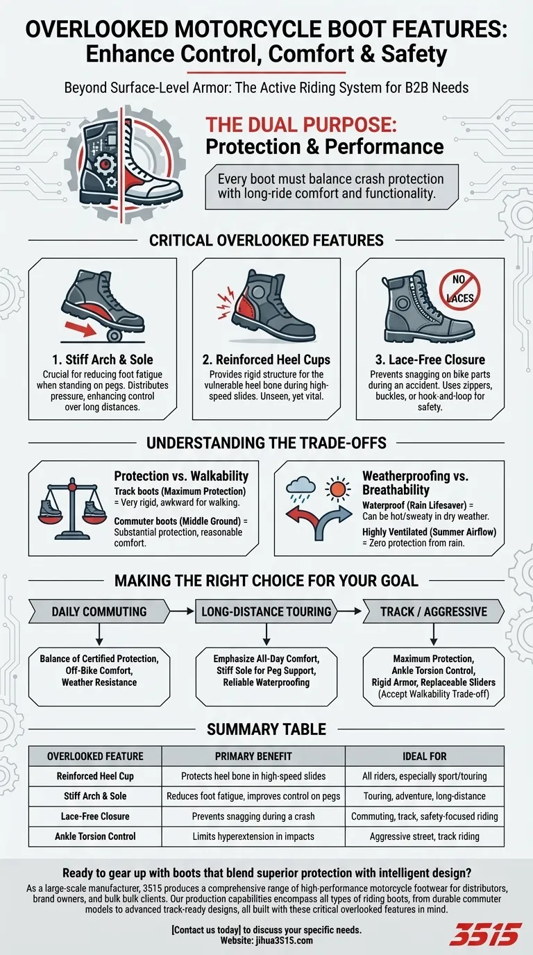 Quelles sont les caractéristiques de conception négligées dans les bottes de moto ? Améliorer le contrôle et atténuer les risques cachés Guide Visuel