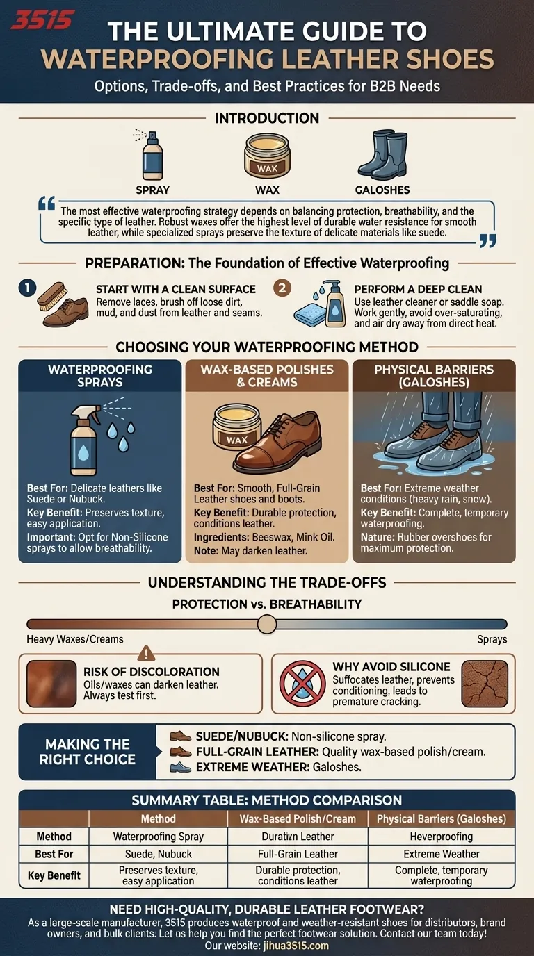 Quelles sont les options pour imperméabiliser les chaussures en cuir ? Protégez vos chaussures pour qu'elles durent longtemps Guide Visuel