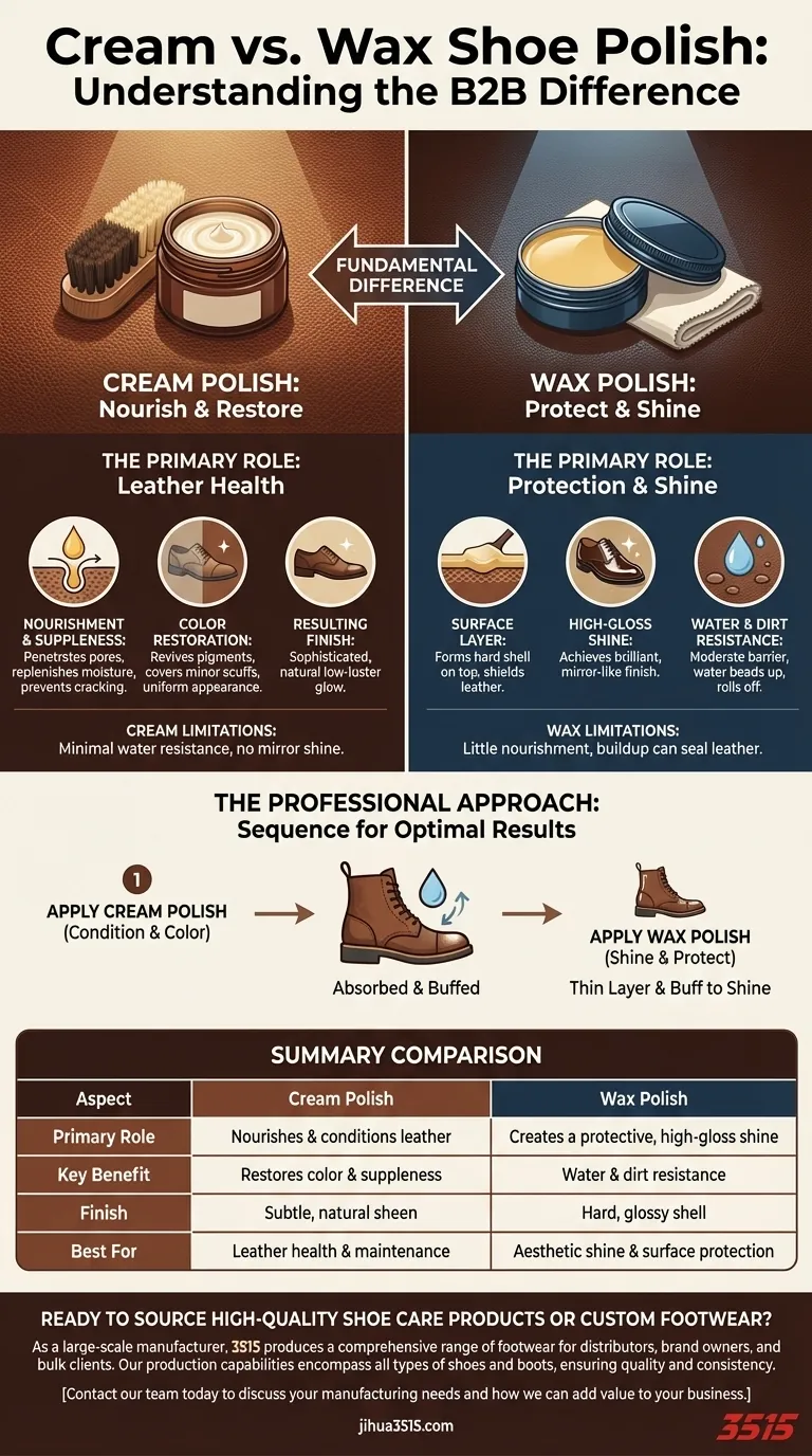 Quelles sont les différences entre les cirages en crème et en cire pour chaussures ? Un guide sur la nutrition par rapport à la brillance Guide Visuel