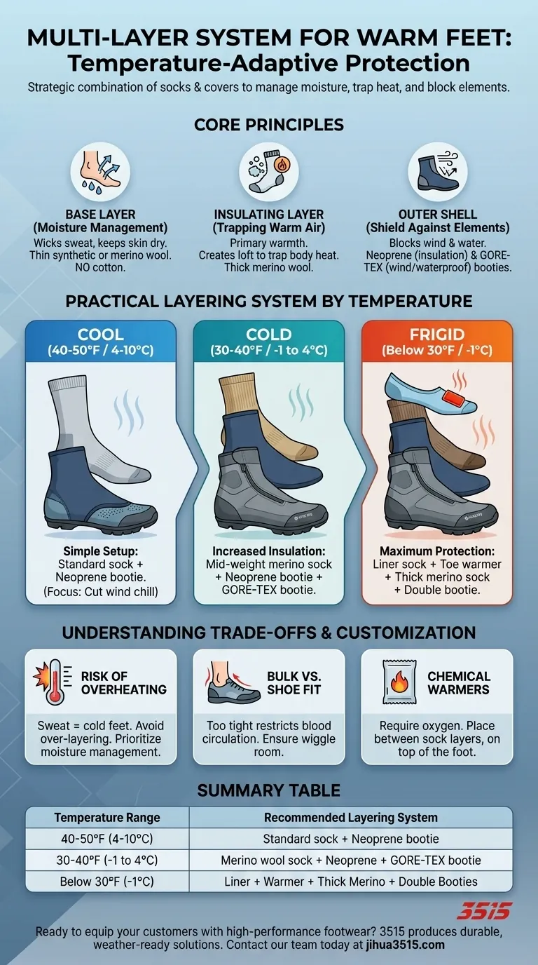 Что такое многослойная система для сохранения тепла ног? Освойте комфорт в холодную погоду от 4°C до ниже нуля. Визуальное руководство