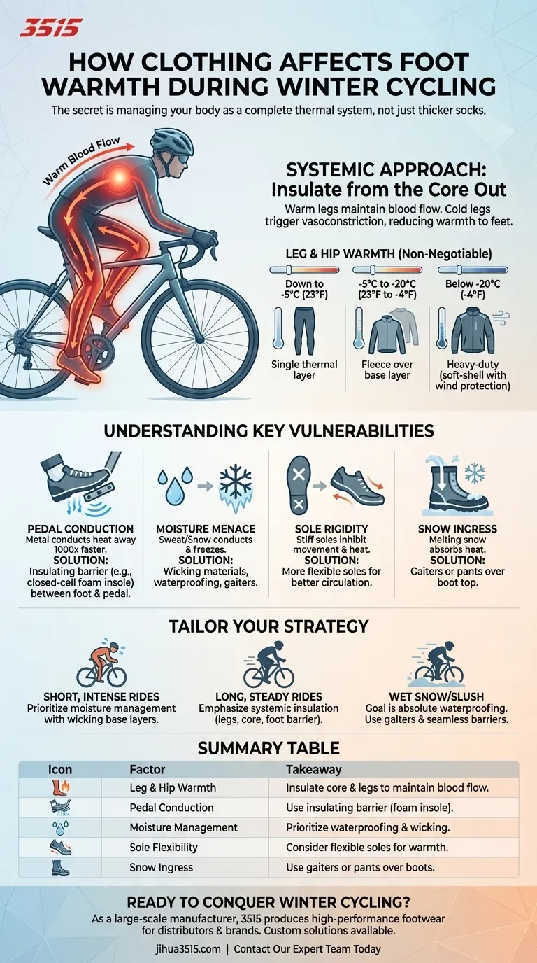 Как одежда влияет на тепло ног во время зимнего велоспорта? Освойте системный подход, чтобы победить холод Визуальное руководство