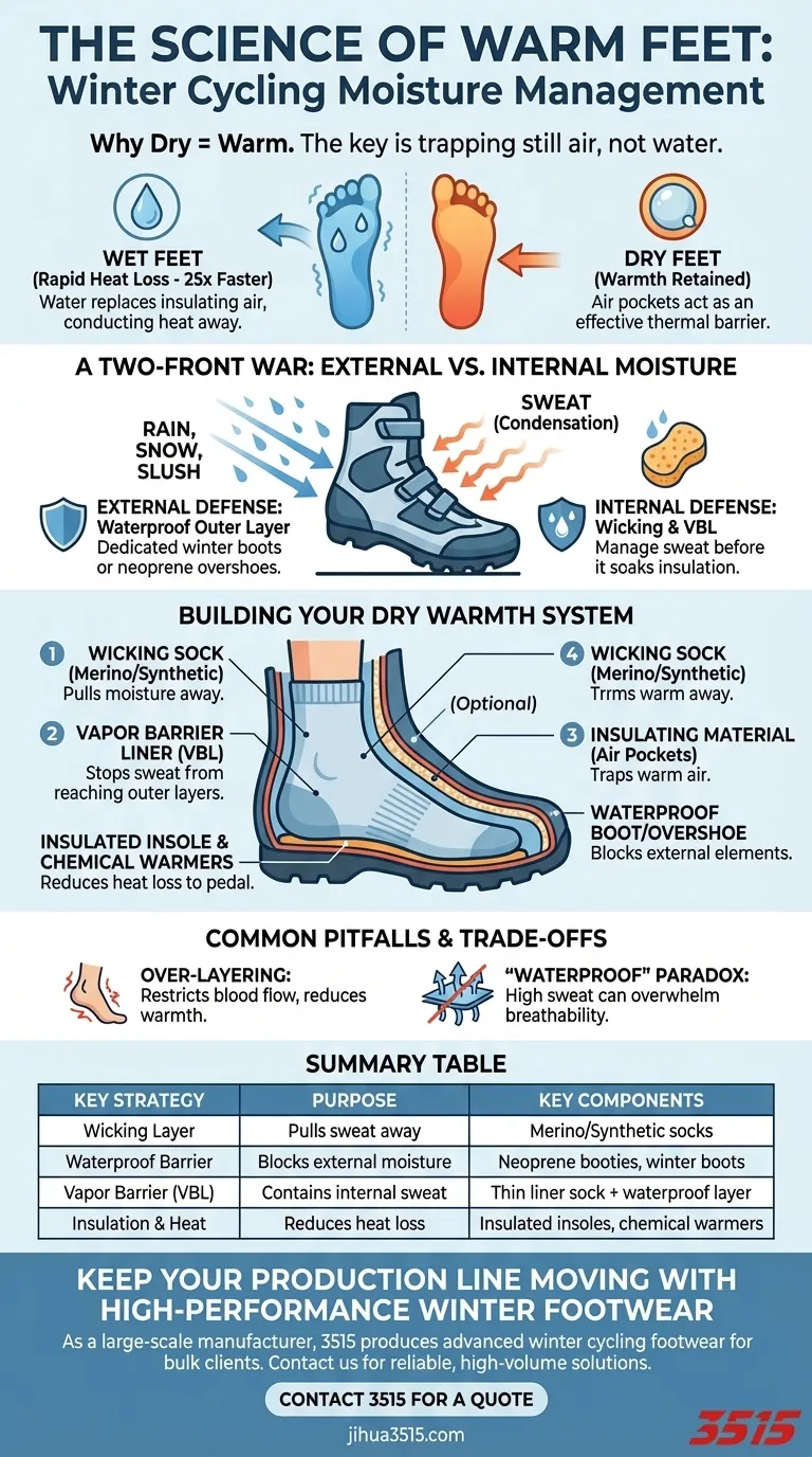 Pourquoi la gestion de l'humidité est-elle importante pour garder les pieds au chaud lors du cyclisme hivernal ? Préservez vos pieds du froid grâce à une isolation sèche Guide Visuel