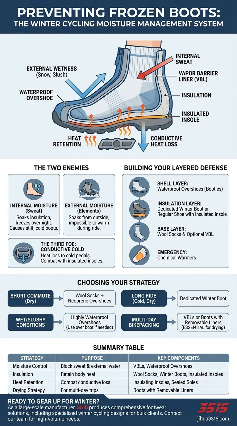 Comment éviter que les bottes ne gèlent pendant le cyclisme hivernal ? Maîtriser le contrôle de l'humidité pour des pieds au chaud Guide Visuel