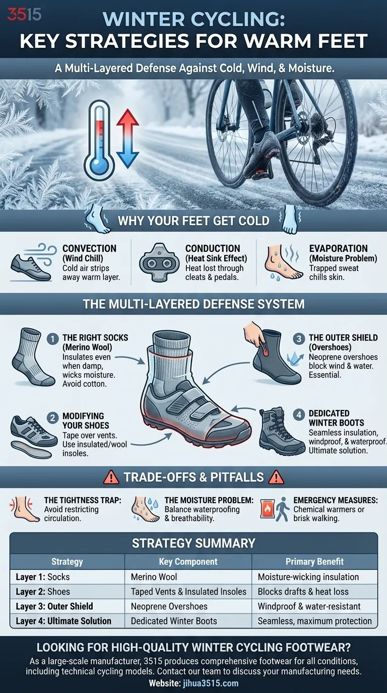 ¿Cuáles son las estrategias clave para mantener los pies calientes durante el ciclismo de invierno? Domina el sistema de defensa en capas Guía Visual