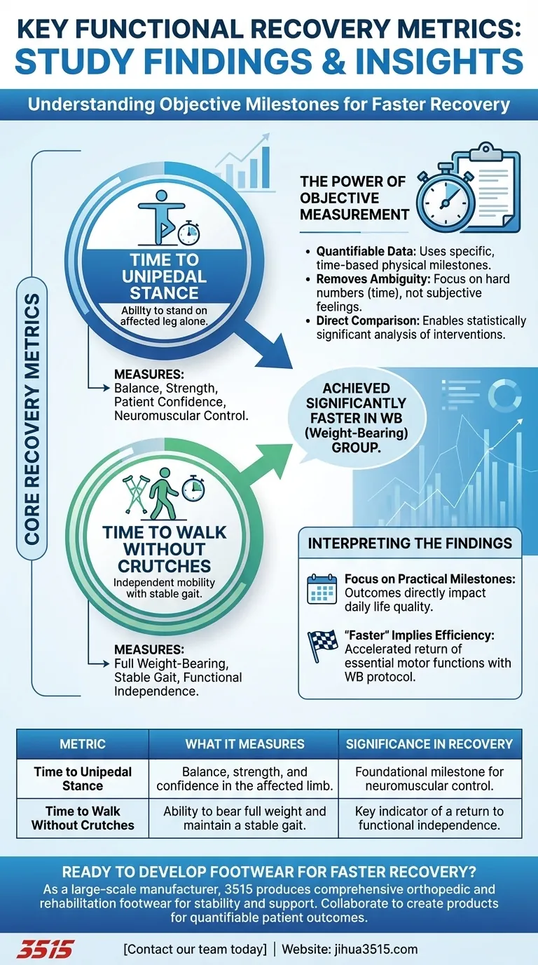 Quels étaient les principaux indicateurs de récupération fonctionnelle mesurés dans l'étude ? Accélérez les étapes de réadaptation. Guide Visuel