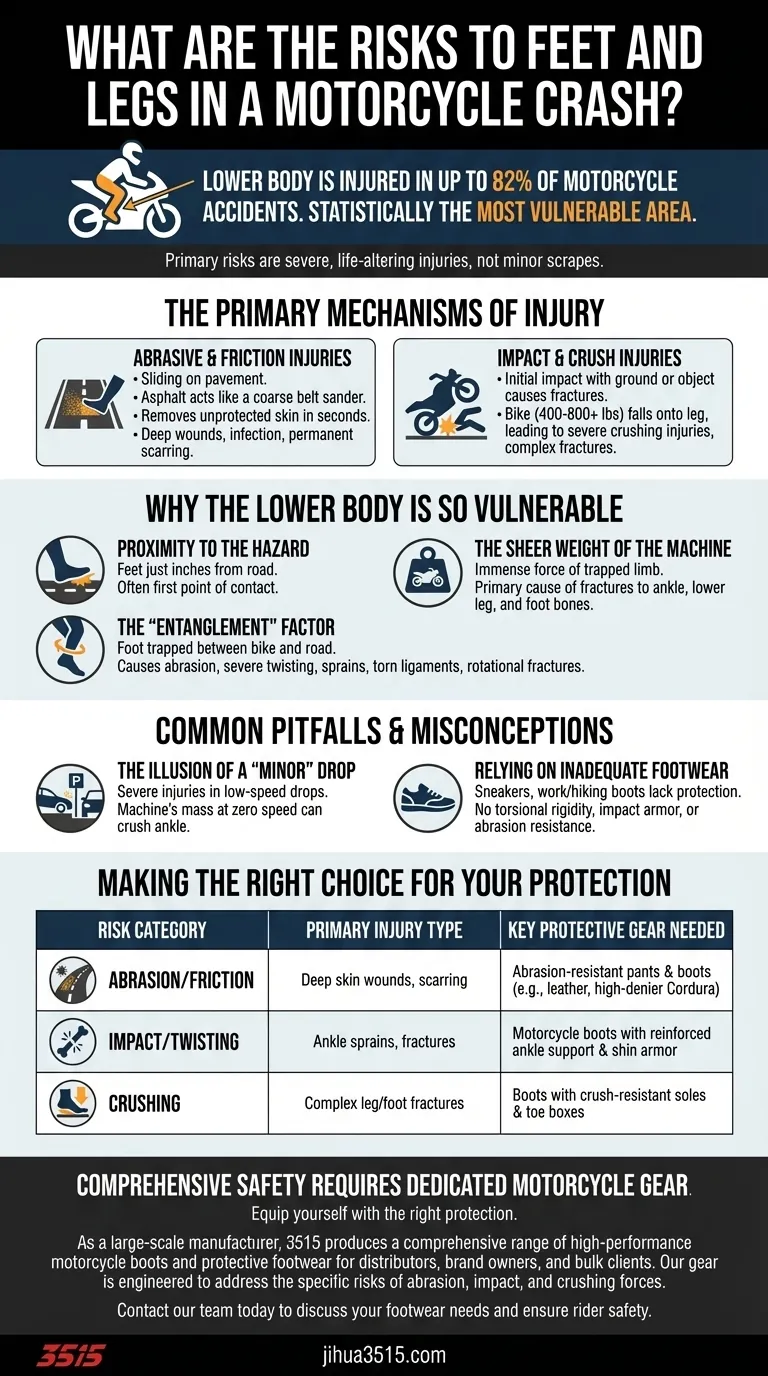 Quali sono i rischi per piedi e gambe in un incidente in moto? Protezione contro abrasioni, impatti e schiacciamenti Guida Visiva