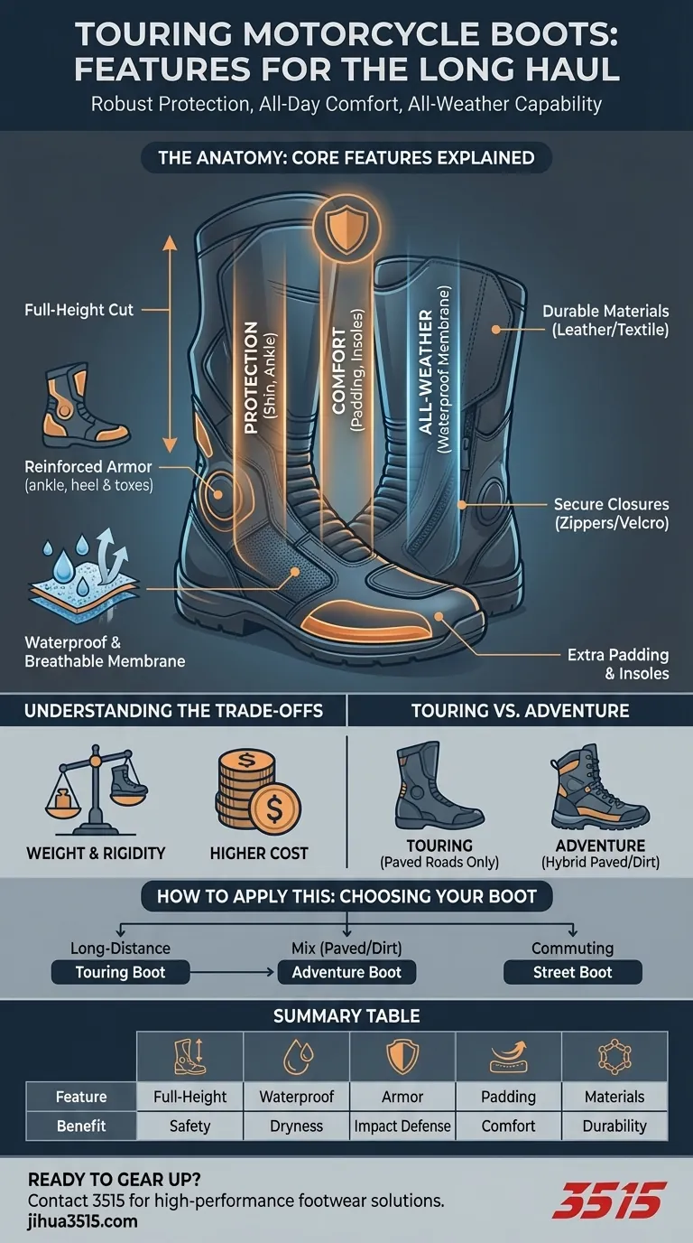 Quelles sont les caractéristiques des bottes de moto de tourisme ? L'équipement essentiel pour le confort et la sécurité sur de longues distances Guide Visuel