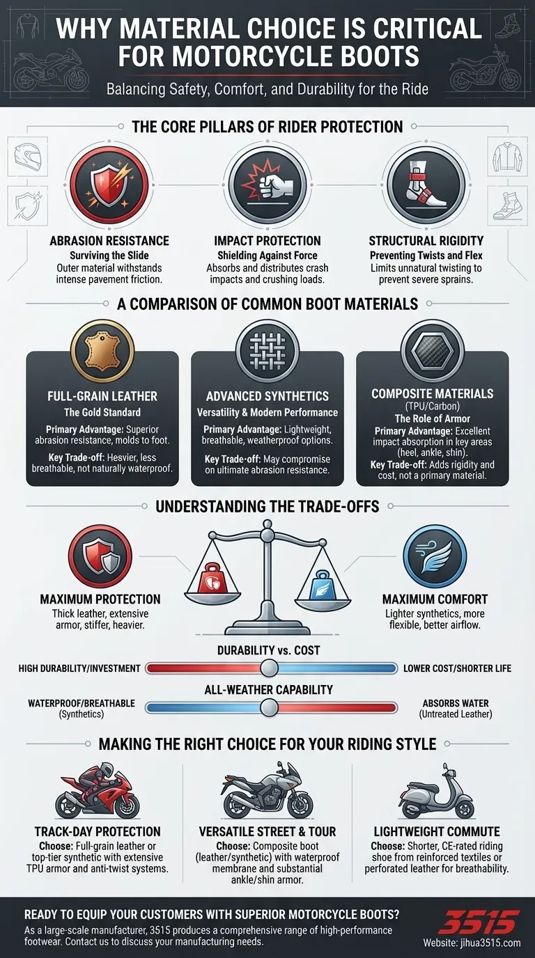 Perché la scelta del materiale è importante per gli stivali da moto? La chiave per bilanciare sicurezza, comfort e durata Guida Visiva