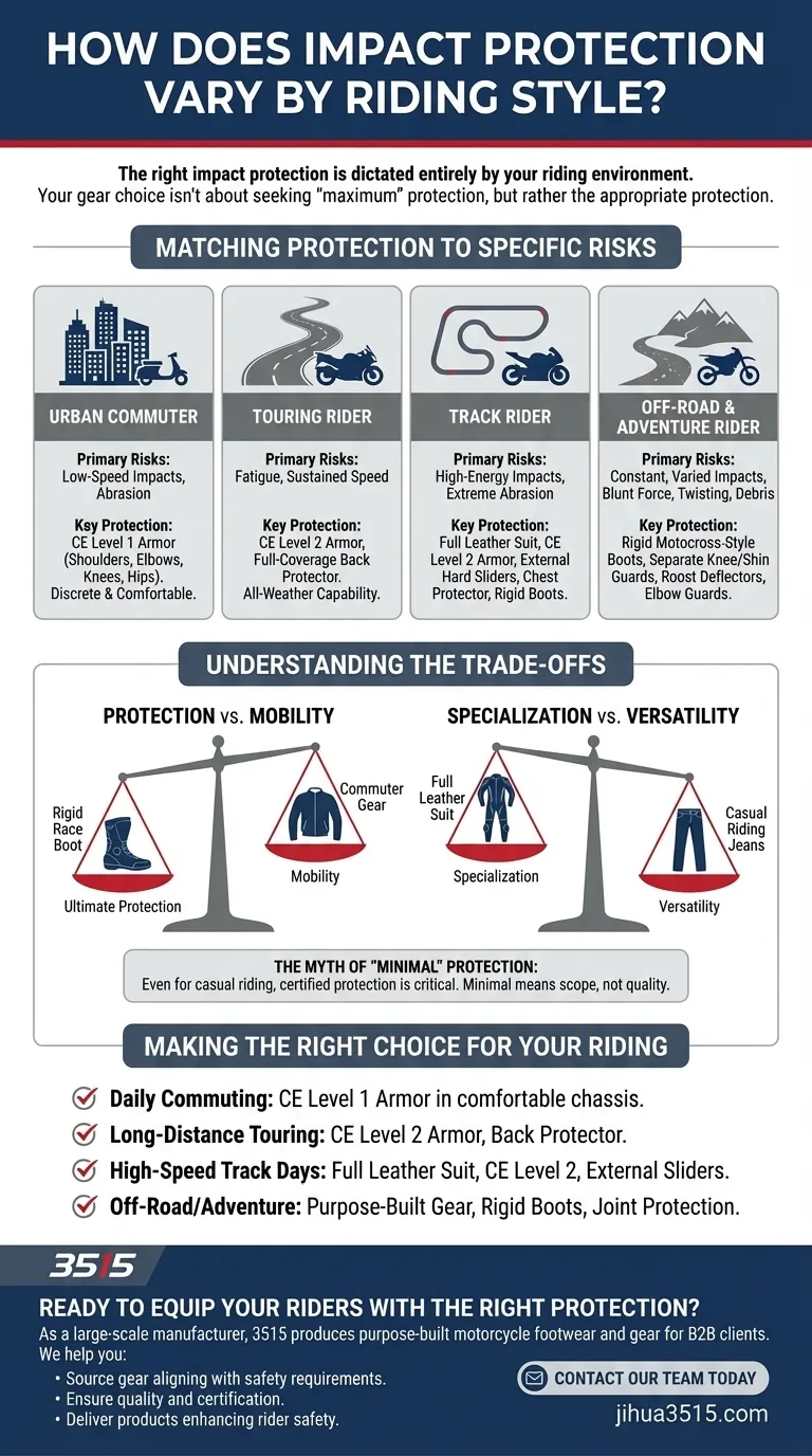 Comment la protection contre les impacts varie-t-elle selon le style de conduite ? Adaptez votre équipement à votre environnement de conduite Guide Visuel