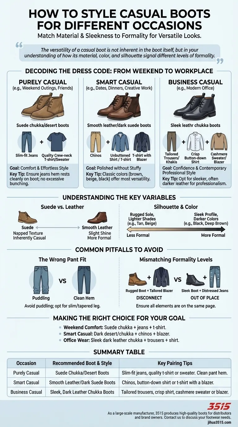 Comment assortir les bottes décontractées pour différentes occasions ? Maîtrisez la polyvalence du week-end au lieu de travail Guide Visuel