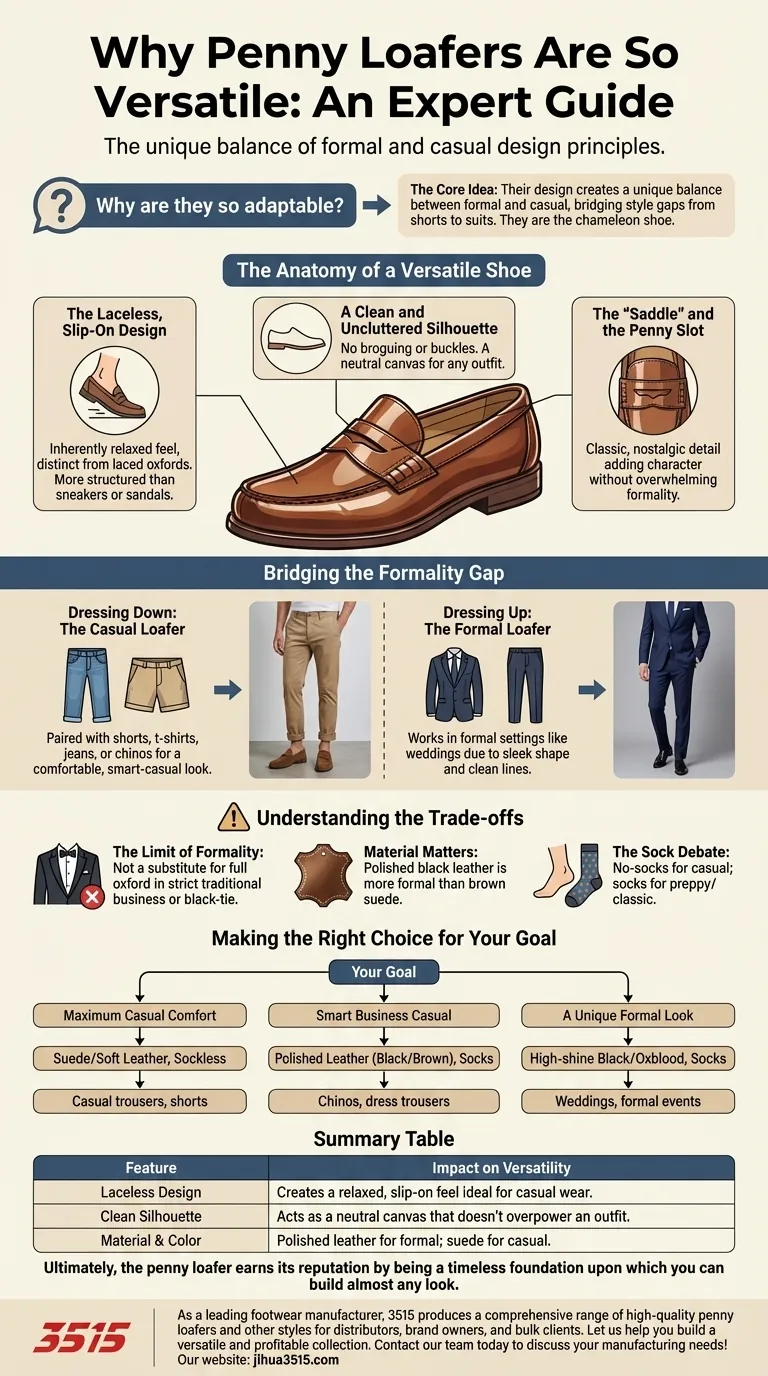 Pourquoi les mocassins penny sont-ils considérés comme polyvalents ? Un guide pour un style sans effort, des costumes aux shorts Guide Visuel